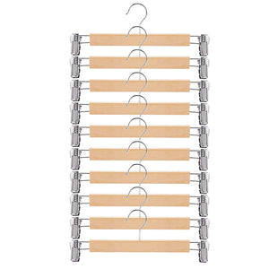 Wood Pants Hangers, 360 Degree Swivel Hook for Skirts Jeans Slacks Pants (Pack of 10)