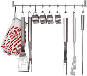 Kitchen Rail Rack Wall Mounted Utensil Hanging Rack Steel Hanger Hooks for Kitchen Tools Pot Towel