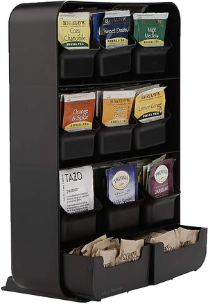 9 Drawer Tea Bag and Accessory Holder, Food Storage Organizer Container Box for Tea Bags, Coffee, Snacks, Sugar, Sweeteners, and Small Packets